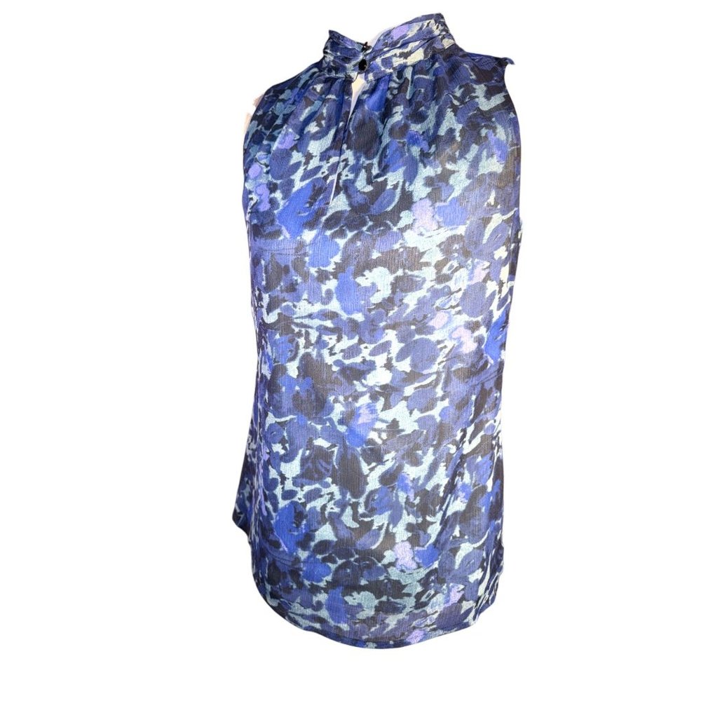 Banana Republic Blue Sleeveless Blouse Petite Women Size 00 - Picture 4 of 9
